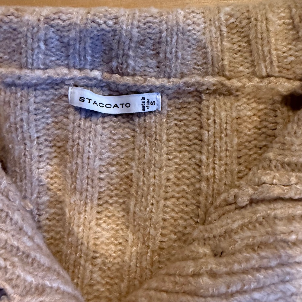 Staccato Womens Ribbed Knit Button Collar Sweater Oatmeal Beige Size S 53488 - Picture 3 of 6
